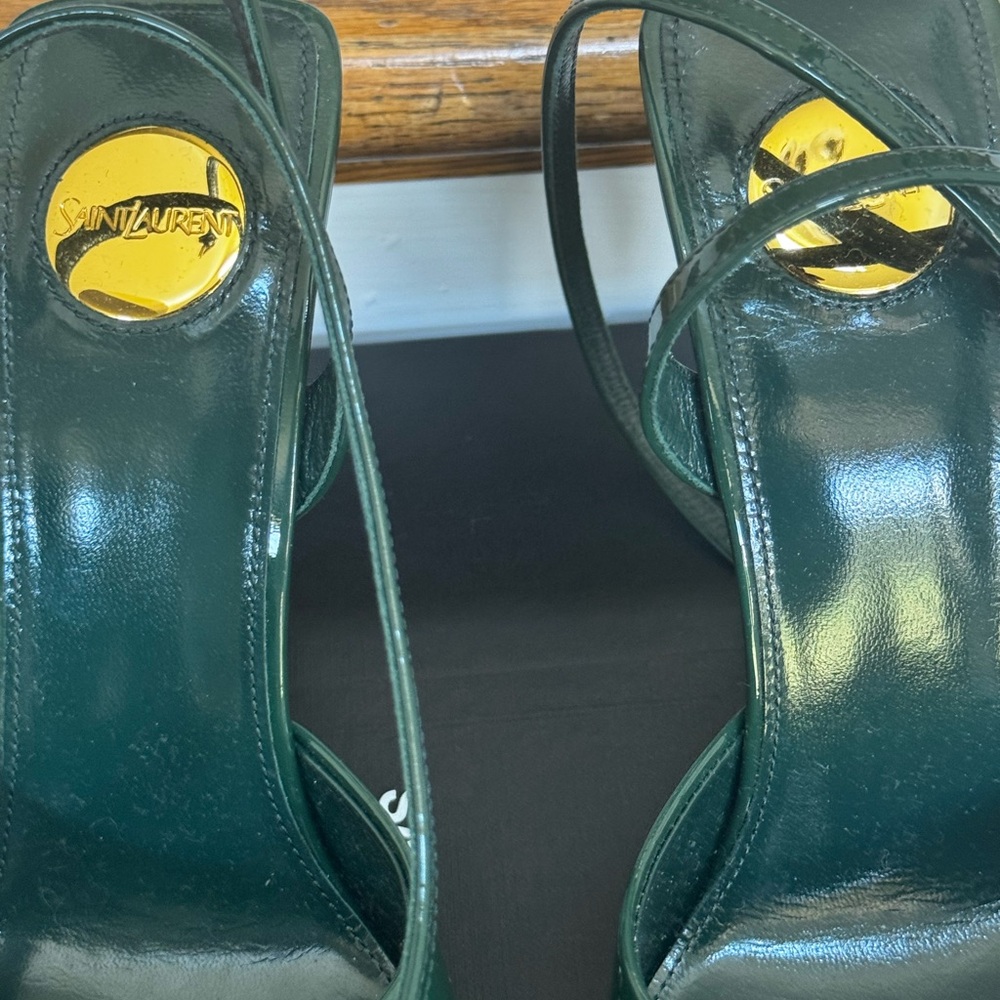 Saint Laurent Dark Green Platform Heels - Picture 3 of 5